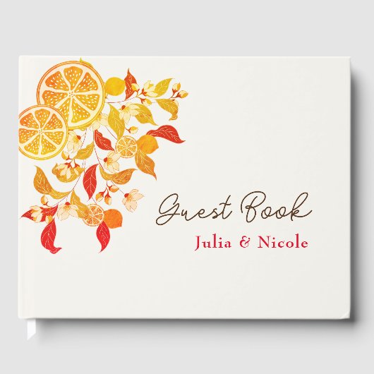 Verse Lemony Liefde Citrus Foliage Bruiloft Gastenboek (Voorkant)