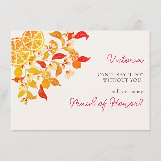 Verse Lemony Liefde Citrus Foliage Bruiloft Menu (Voorkant)