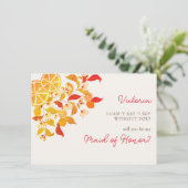 Verse Lemony Liefde Citrus Foliage Bruiloft Menu (Staand voorkant)