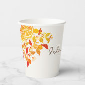 Verse Lemony Liefde Citrus Foliage Bruiloft Papieren Bekers (Voorkant)