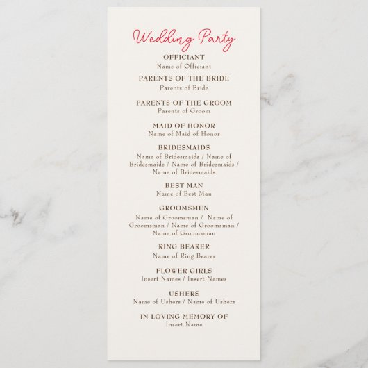 Verse Lemony Liefde Citrus Foliage Bruiloft Programma (Achterkant)