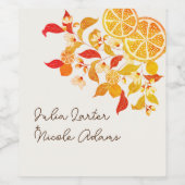 Verse Lemony Liefde Citrus Foliage Bruiloft Wijn Etiket (Enkel label)