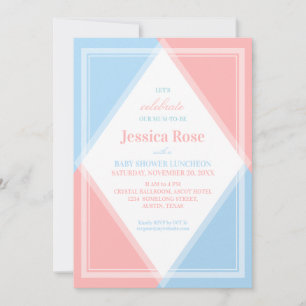 Verse & Licht Roze Blau Moderne Baby Shower Glans Kaart
