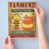 Verse lokale honing van de boerenmarkt flyer (Hand)