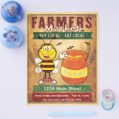 Verse lokale honing van de boerenmarkt flyer (Enkel)