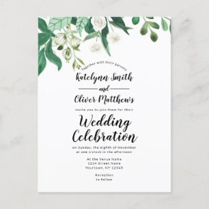 Verse loof Botanische Top Border Trendy Bruiloft Uitnodiging Briefkaart