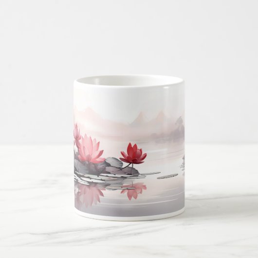 Verse lotus op het wateroppervlak koffiemok (Center)