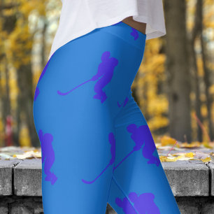 Verse Marine Blauwe Vrouwen IJshockey Patroon Leggings