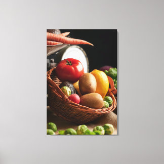 Verse markt voedselbeeld op canvas afdruk