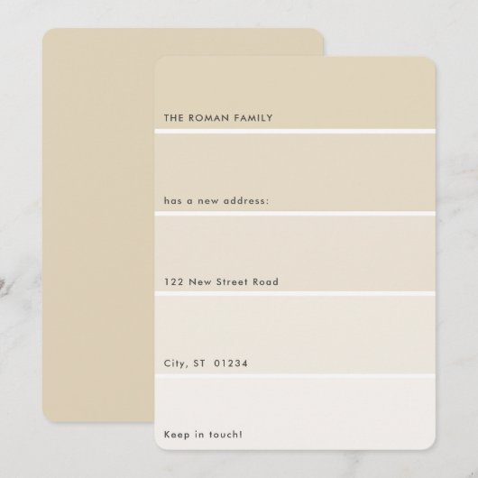 Verse mededeling verf Beige Paint Chip Kaart (Voorkant / Achterkant)