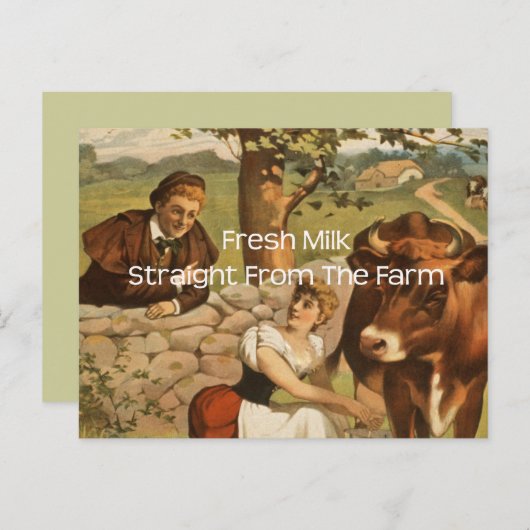 Verse melk rechtstreeks uit het Boerderij Briefkaart (Voorkant / Achterkant)