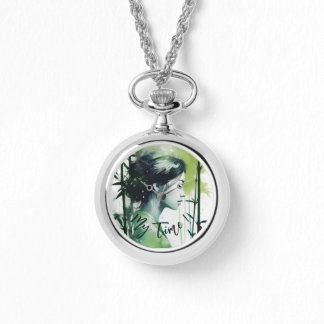 Verse moderne bamboe zen, gepersonaliseerde tijd p horloge