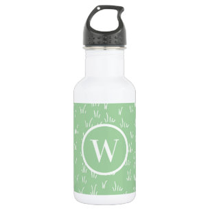 Verse Natuur Groen grijs patroon en monogram Waterfles
