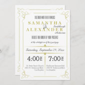 Verse Olijfgroene Art Deco bruiloft uitnodiging (Voorkant / Achterkant)