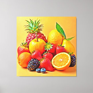 Verse oogst: Levendig ontwerp voor fruit oogst Canvas Afdruk