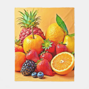 Verse oogst: Levendig ontwerp voor fruit oogst Fleece Deken