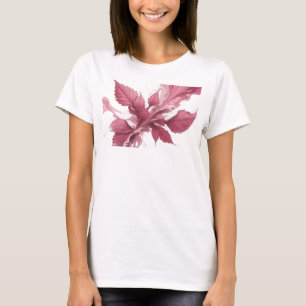 Verse Pink Abstracte Bladeren Creatieve Print T-shirt