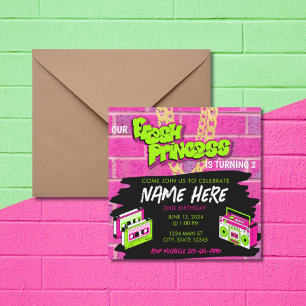 Verse Prinses 90s Boombox Hot Pink Verjaardag Kaart