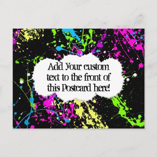 Verse retro Neon Paint Splatter op zwart Briefkaart (Voorkant)