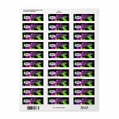 Verse retro Neon Paint Splatter op zwart Etiket (Full Sheet)