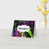 Verse retro Neon Paint Splatter op zwart Kaart (Gele Bloem)