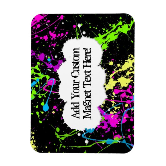 Verse retro Neon Paint Splatter op zwart Magneet (Verticaal)