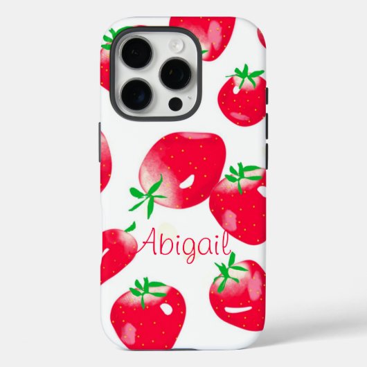 Verse rode aardbeien (wit) gepersonaliseerd Case-Mate iPhone case (Achterkant)