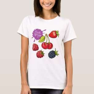 Verse rode bessen en kersen t-shirt