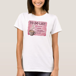 Verse roze COFFIE WERK ECHTE MISDAAD Mode Kunst T-shirt
