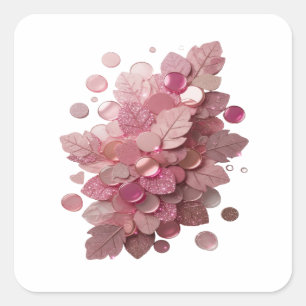 Verse Roze ROZE BLAJEREN EN GLITTERKNOPEN Ambacht Vierkante Sticker