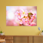 Verse roze Sakura-bloemen op roze Canvas Afdruk (Insitu (Woonkamer))
