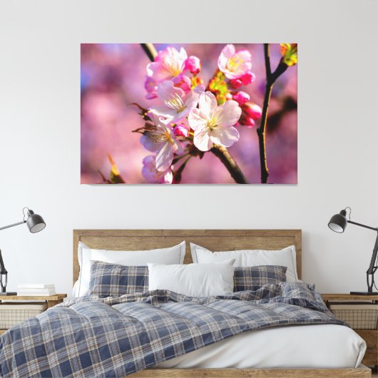 Verse Sakura-bloemen in de tuin in Springtime Canvas Afdruk (Insitu (Slaapkamer))