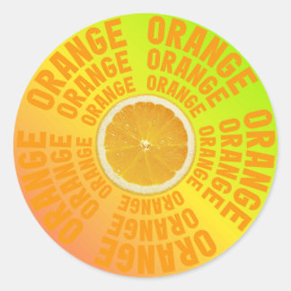 Verse & sappige sinaasappel plakker met typografie ronde sticker