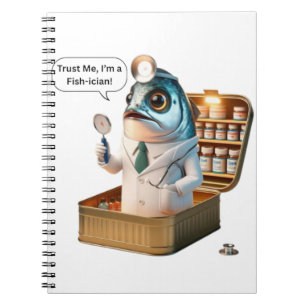 Verse Sardine Dokter Vis-icus Cartoon Kunst Notitieboek