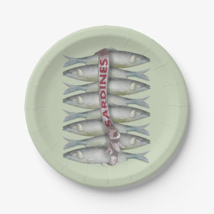 Verse sardines papieren bordje