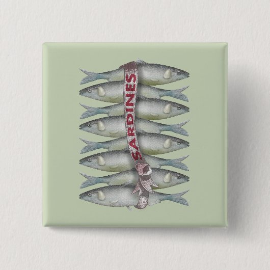 Verse sardines vierkante button 5,1 cm (Voorkant)
