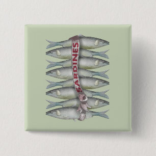 Verse sardines vierkante button 5,1 cm
