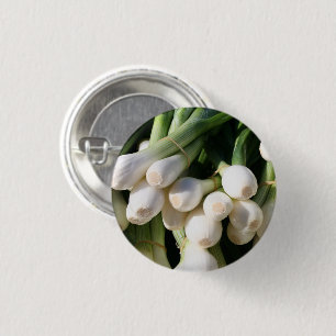 Verse, schone, bolle groene uien ronde button 3,2 cm