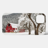 Verse sneeuw op rode schuur Case-Mate iPhone case (Achterkant (horizontaal))