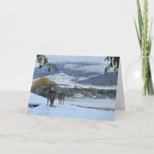 Verse sneeuwpaarden feestdagen kaart