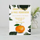 Verse tangerine palmbladeren folie uitnodiging (Staand Voorkant)