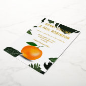Verse tangerine palmbladeren folie uitnodiging (Gedraaid)