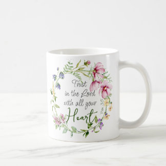 Verse Trust in The Lord met botanisch thema Koffiemok