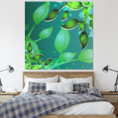 Verse Tuin Bladeren Blauwgroen Ingewikkeld Canvas (Insitu (Slaapkamer))
