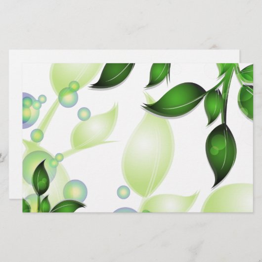 Verse Tuin Bladeren op Wit Briefpapier (Voorkant / Achterkant)