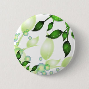 Verse Tuin Bladeren op Wit Ronde Button 5,7 Cm