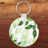 Verse Tuin Bladeren op Wit Sleutelhanger (Voorkant)