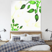 Verse tuinbladeren op wit gewikkeld canvas (Insitu (Slaapkamer))