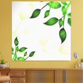 Verse tuinbladeren op wit gewikkeld canvas (Insitu (Woonkamer))