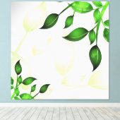 Verse tuinbladeren op wit gewikkeld canvas afdruk (Insitu (Houten vloer))